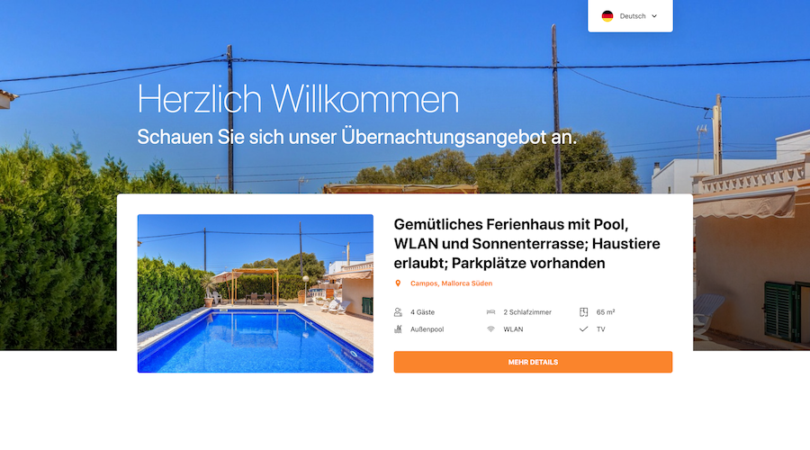 Generation of websites for owners of holiday flats and houses