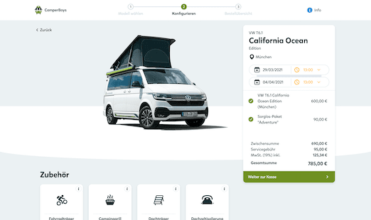 CamperBoys - Checkout-configurator