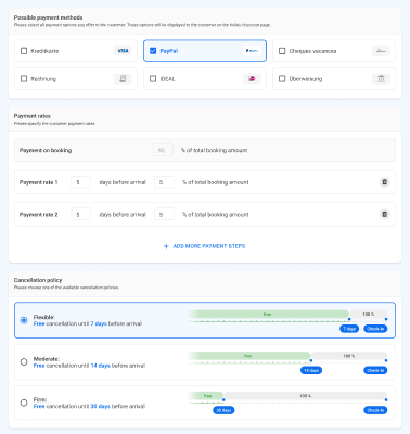 Website of holiday flats and houses