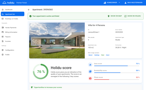 Holidu - Partner Portal Redesign